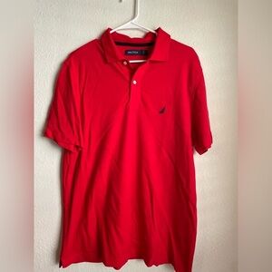 Nautica Vibrant Red Men's Polo Shirt 100% Cotton size L